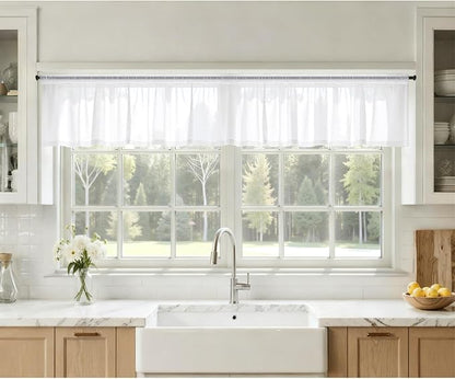 MIULEE 4 Panels White Valance Short Valance Sheer Curtains 42 x 14 Inches | - Image 4