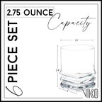 Vikko Shot Glasses, 2.75 Ounce Shot Glass Set of 6 Small Liquor and Spirit Glasses, Durable Tequila Shot Glasses For Alcohol and Espresso Shots