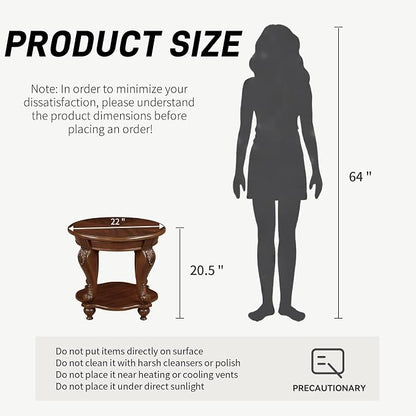 LKTART 22" Victorian Vintage Round End Table - Image 3