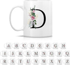 Retreez Initial A-Z Floral Botanical Bouquet Alphabet Monogrammed Monogram Mug 11 Oz Ceramic Tea Coffee Mugs - Appreciation Thank You Wedding Birthday Gifts for her friend coworker sister - D Initial