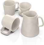 Pour Over Drip Coffee Maker Gift Set with Two Coffee Mugs, Non-Electric Pour Over Coffee Dripper, Easy Manual Brew Maker, Dishwasher and Microwave Safe, Filters not included (Ivory)