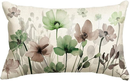 AVOIN colorlife Poppy Flowers Fall Spring Throw Pillow Cover 12x20 Inch | by AVOINcolorlife