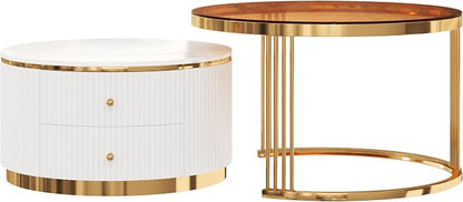 Modern 2 Pieces Round Nesting Coffee Table - Image 8
