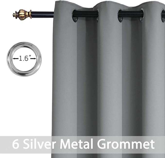 Yakamok Grey Room Darkening Curtains 42x72 inch Gray Grommet-Living Room | 2 - Image 3