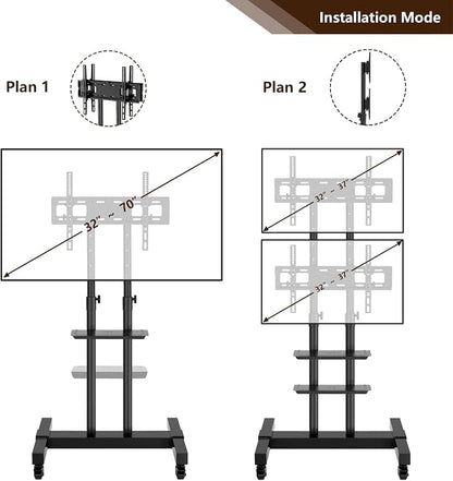 Mobile TV Stand Rolling TV Cart Floor Stand - Image 7