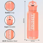 Coldest Insulated Water Bottle with Straw Lid - Stainless Steel Metal Insulated Bottle for Men & Women (Pink Froze Glitter, 32 oz)