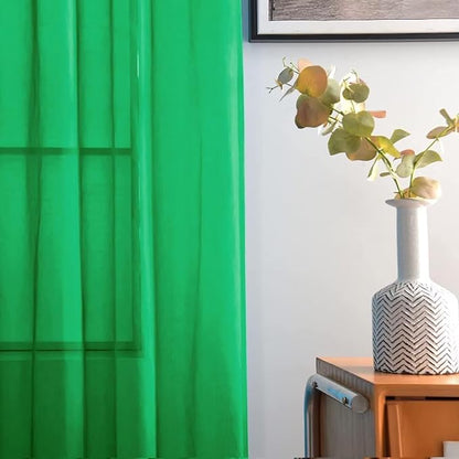 SpaceDresser Basic Rod Pocket Sheer Voile Window Curtain Panels Green 1 Pair 2 - Image 3