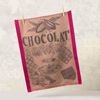Garnier Thiebaut Tasse De Chocolat Fuchsia (Cup of Fuchsia Chocolate) French Kitchen Towel 22"x30", Cotton, Jacquard