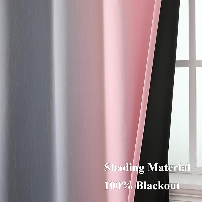 Ombre Grey and Pink Blackout Curtains - Image 5