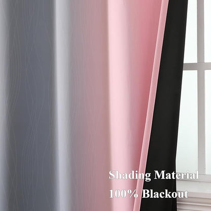 Ombre Grey and Pink Blackout Curtains - Image 5