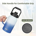 BJPKPK 87oz Insulated Water Bottle with Handle, Large Dishwasher Safe 2/3 Gallon Water Bottle, BPA Free Water Jug, Wide Mouth Metal Water Bottle with Anti-slip Bottom, Keep Cold & Hot,Blue & Black