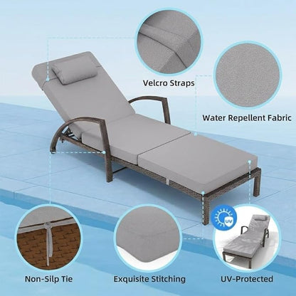 GarveeLife Outdoor Wicker Chaise Lounge Chair - Image 5