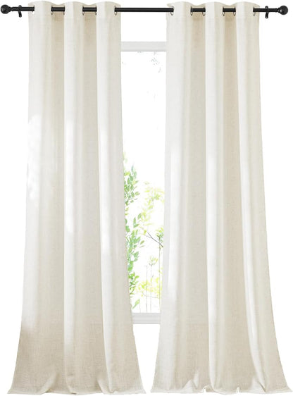 NICETOWN Linen Blend Living Room Curtains 84 inches Long, Grommet Flax Linen by NICETOWN
