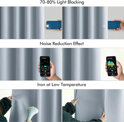 MIULEE Light Blue Back Tab Blackout Curtains 52x63 Inches Long 2 Panels Set | - Image 5