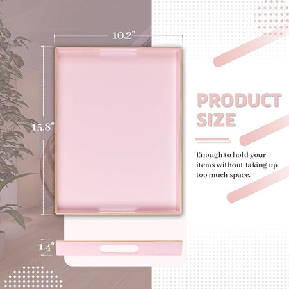 MAONAME Pink Serving Tray with Handles, Modern Decorative Tray - Image 2