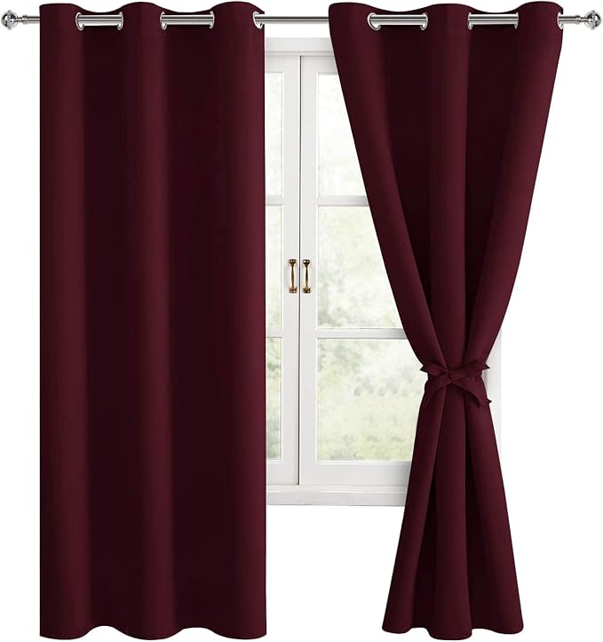 Blackout Curtains for Bedroom, 42 x 63 Inches Length, Burgundy | Thermal - Image 8