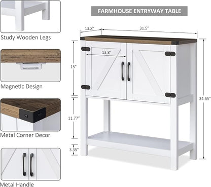 Mufico Console Table Coffee Bar Cabinet Sofa Table, 31.5 L x 13.8 D x 34.65 H - Image 2