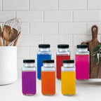 ZZT 9 Pack 8 oz Glass Juice Bottles, 250 ml Glass Reusable Water Bottles with Lids, Water Drinking Jars with Labels and Brush,Water Drinking Jars for Milk,Juicing,Beverage Glassware