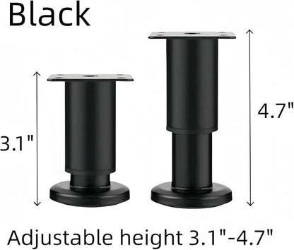 4PCS Adjustable 3.1-4.7 Inch Metal Furniture Legs Black Furniture Replacement - Image 3