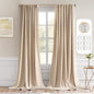 MIULEE Beige Back Tab Blackout Curtains 52x120 Inch Long 2 Panels Set | Rod by MIULEE