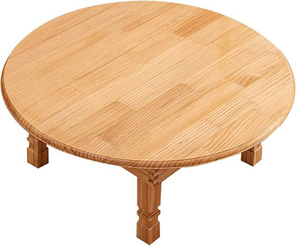 Folding Round Korean Solid Wood Table: Ideal by Unknown