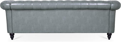 LEVNARY Chesterfield Sofa, Classic Tufted Upholstered Leather Couch, Modern 3 - Image 8