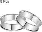 HARFINGTON 8pcs Crumpet Rings 3.15" Nonstick Round Cake Ring Stainless Steel Double Rolled English Pastry Rings for Kitchen Baking Crumpet Dessert, Silver