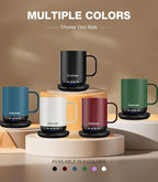 Heated Coffee Mug T1-14oz Fast Heating & Longer Battery Life Self Heating Coffee Mug Hot to 149℉ - Touch & App Controlled Mug Coffee and Hot Beverage Warmer, Gifts for Women and Men