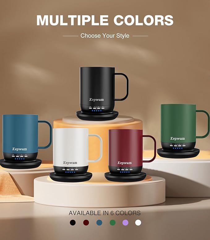 Heated Coffee Mug T1-14oz Fast Heating & Longer Battery Life Self Heating Coffee Mug Hot to 149℉ - Touch & App Controlled Mug Coffee and Hot Beverage Warmer, Gifts for Women and Men