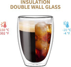 6.8OZ Double Wall Espresso Cups Set of 4, Clear Expresso Shots Cup, Double Wall Insulated Espresso Mugs, Tazas de Cafe Expreso, Microwave Dishwasher Safe,Suit for Espresso Machine