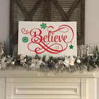 Christmas Stencils for Painting 12x8” Large Christmas Stencil Cardinal Believe Snowman Xmas Holiday Drawing Templates for Wood Shirts Door Mat Porch Hanger Decor(XMS Stencil 14-9p/12x8in)