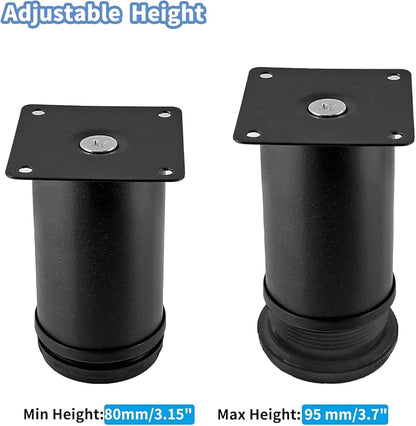 Set of 4 Stainless Steel Furniture Legs 3 Inch, Adjustable Round Cabinet Legs - Image 3