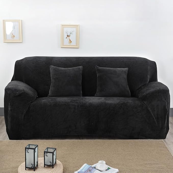vctops 1-Piece Velvet Plush Stretch Loveseat Sofa Slipcover by vctops