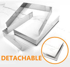 Guowall Extensible Stainless Steel Square Cake Mold Heavy Duty Adjustable Mousse Ring Rectangle Shaped Detachable Mousse Cake Cutter, Pastry DIY Baking Tool - 10 * 7in