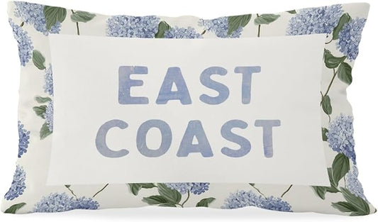 Coastal Decor, Hydrangea Floral East Coast Throw Pillow Lumbar Gifts by Unknown
