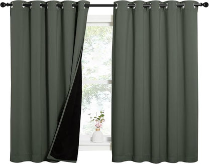 NICETOWN Dark Mallard 100% Blackout Lined Curtains, 2 Thick Layers Completely by NICETOWN