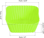 uxcell 18Pcs Silicone Square Baking Cups, Green, Reusable, Perfect for Birthday Parties and Other Celebratory Events