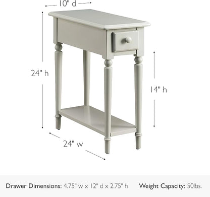 Leick Home Coastal End Table, Solid Wood, 1 Drawer, Bottom Display Shelf - Image 3