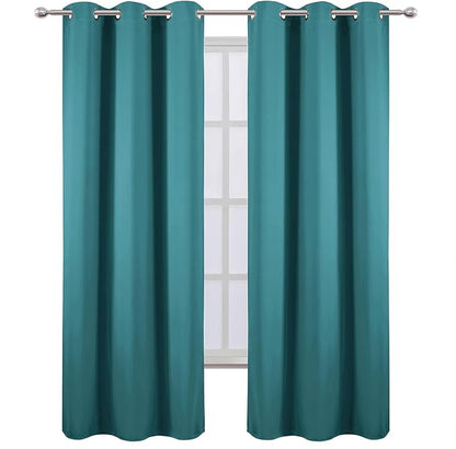 Sea Teal Blackout Curtains 34 x 84 Inch Length/Set of 2 Curtain Panels/Thermal - Image 2