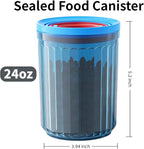 Small Airtight Ground Coffee Canister Storage Container with Lids BPA Free Plastic for Coffee Beans Patented Pull Snap Lock Sealed Design Blue 24oz