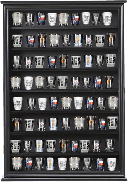 Shot Glass Storage Display Case Large Solid Wood Cabinet Rack Holder Wall by SNAIL