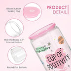 SANDJEST Inspiration Gifts - Glass Tumbler 16oz with Acrylic Lid and Straw - Iced Coffee Cups for Women, Aesthetic Glass Cup Gift for Birthday Christmas