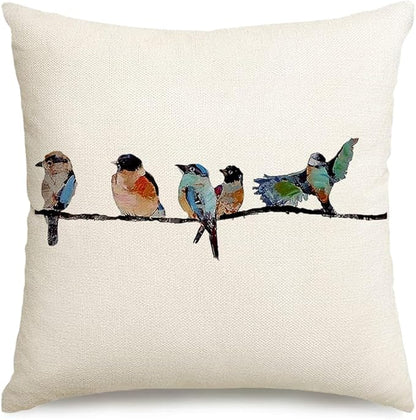 RABUSOA Birds Pillow Covers 16x16 Inch, Lumbar Decorative Throw Pillows by RABUSOFA