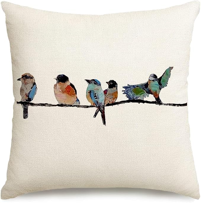 RABUSOFA Outdoor Birds Pillow Covers 20x20 Inch, Lumbar Small Throw Pillows by RABUSOFA