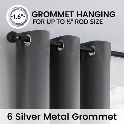 SimpleHome Grey 100% Blackout Curtains Room Darkening Living Room 63 Inch | - Image 6