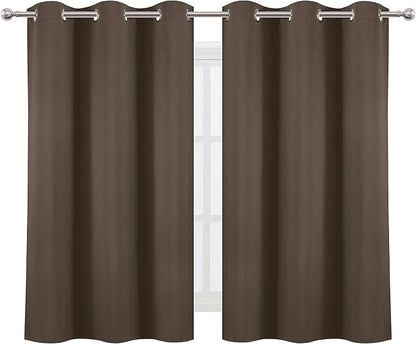 Chocolate Brown Blackout Curtains 38 x 54 Inch Length/Set of 2 Curtain - Image 2