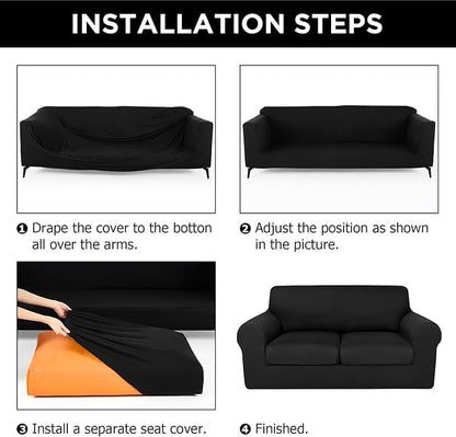 HunnmingRe Sofa Covers for 3 Cushion Couch Stretch Sofa and Loveseat Covers Set - Image 3