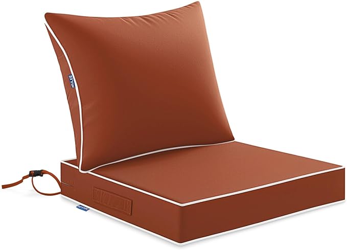 MIULEE Burnt Orange Outdoor Seat Cushion 24x24 Inch Waterproof & 3 Year Fade by MIULEE