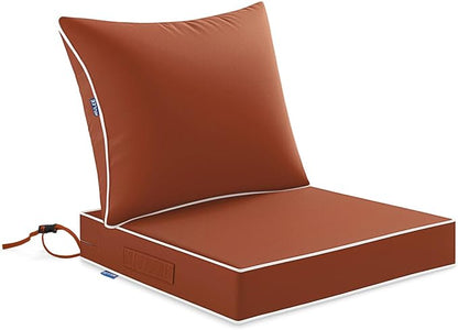 MIULEE Burnt Orange Outdoor Seat Cushion 24x24 Inch Waterproof & 3 Year Fade by MIULEE