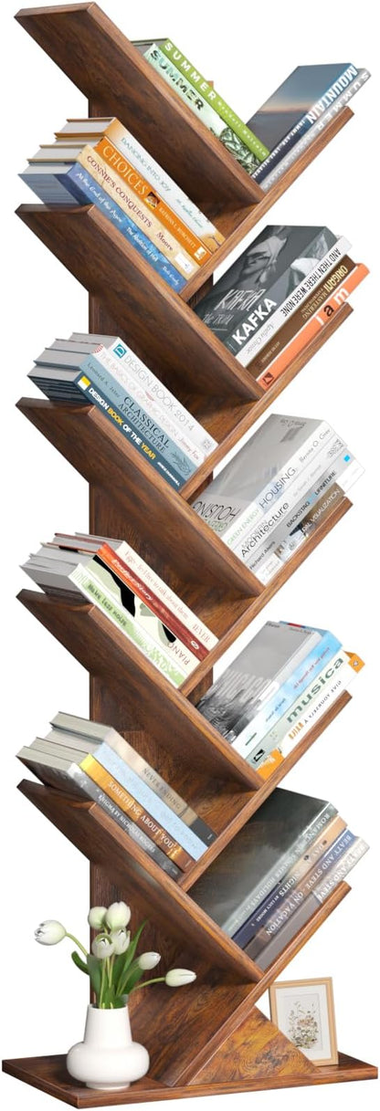 SHEEPAM 10 Tier Tree Book Shelf, Floor Standing Wood Bookshelf - Image 9